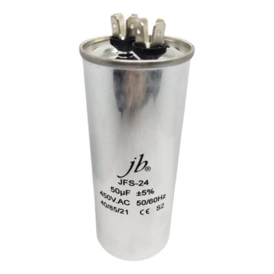 Конденсатор пусковой JB Capacitors 50мкФ, 450В, 50х125, JFS-24 (CBB65) Алюминевый корпус (клеммы), JFS24A6506J000000B-324