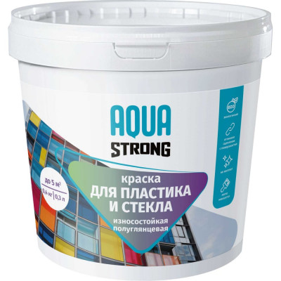Краска для пластика и стекла Aquastrong полуглянцевая, 1 кг 4607130865149