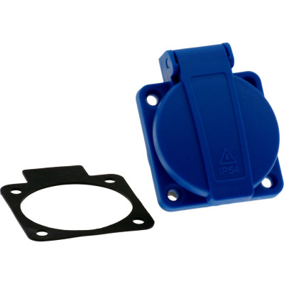 Розетка встраиваемая INPIN 16A 220V 2P+E IP54 подключение сзади 50х50 синяя CA105BL