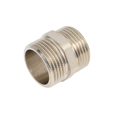 Ниппель прямой LD Pride DN25 (1") НР/НР латунь никель с биркой LD.67.511.25