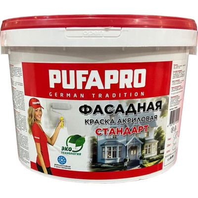 Краска фасадная акриловая PUFAPRO стандарт, 14 кг 776009