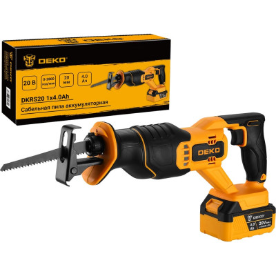 Сабельная пила аккумуляторная DEKO DKHS20 PRO, 20В, 1x4.0Ач 085-1126