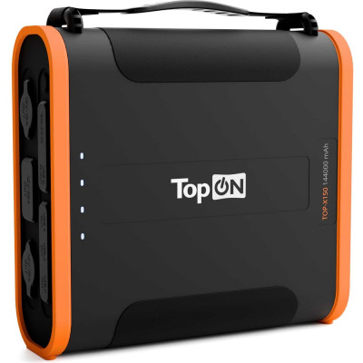 Внешний аккумулятор TopON 144000mAh Type-C PD 100W, USB QC3.0, 2 авторозетки 180W, SH50 Anderson 300W, фонарь, LiFePO4. Черный TOP-X150