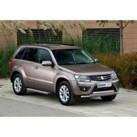 Пороги "Silver" Rival для Suzuki Grand Vitara III 5-дв. 2005-2015, 173 см, 2 шт., алюминий, F173AL.5502.2