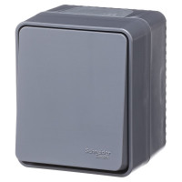 Выключатель 1-клавишный кнопочный Systeme Electric AtlasDesign Profi IP54, 10 АХ, открытой установки, Антрацит ATN544015