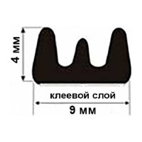 Самоклеящийся уплотнитель для дверей и окон ТДВ e-профиль, 9x4 мм, черный, 150 м (epdm) 3704007