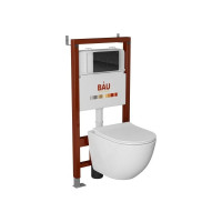 Инсталляция Bauedge BAU PRO для подвесного унитаза, клавиша смыва из стекла BAU Dream дизайнерская, черная Q111300-Q00011