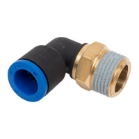 Фитинг цанговый угловой 10 мм с наружной металлической резьбой R3/8 CDC Pneumatics PL 1003