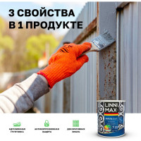 Эмаль алкидно-уретановая LINNIMAX по ржавчине 3 в 1 RAL 9005 черная 0,75 л 948105267