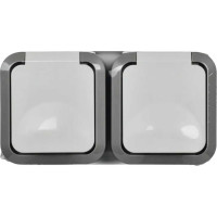 Розетка IEK Tors 2-ая с з/к кр. горизонтальная 16а ip55 ts222 белый TS-R26-16-55-G-K41