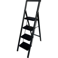 Стальная стремянка АЛЮБЭСТ Lux черный цвет, 4 ступени, 93 см DLS504B