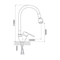 Смеситель для кухни ECONOCE D40-A, серия 240, черный EC0245BL