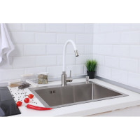 Мойка из нержавеющей стали Alcora Vienna 50х45 см., цвет satin. В комплекте сифон и диспенсер 3045028S +3046513S