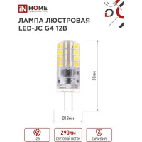 Лампа светодиодная IN HOME LED-JC 3Вт 12В G4 6500К 290Лм 4690612036045