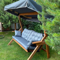 Качели Royal Family LYON трехместные с серыми подушками 205-71