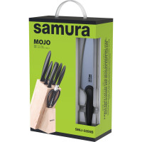 Набор из 5 ножей, мусата, ножниц и подставки Samura MOJO 10,23,48,55,85 чёрный SMJ-0280B/K