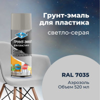 Грунт-эмаль SKYRON для пластика, светло-серая (RAL 7035), аэрозоль, 520 мл SR-27035