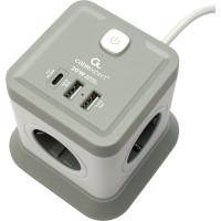 Сетевой фильтр Cablexpert Tower 4р, 10А, 1xType-C PD, 20Вт, 2хUSB, 2м, ур.защиты 2+, белый, кор, TWR-4-CU2-W-2