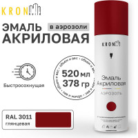 Эмаль акриловая Kronbuild RAL 3011 коричнево-красный, глянец, 520 мл SP3011G