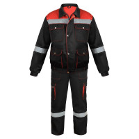 Костюм PROSAFE "ПЕЧОРА"(куртка с полукомбинезоном, черный/красный)158-164 (52-54) 4660272907023