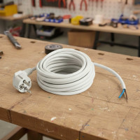 Сетевой кабель с евровилкой PROGIX 1.5 метра, ПВС 2x1.5 белый PG025