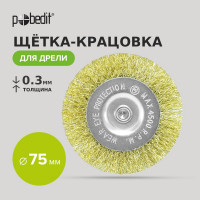 Щетка-крацовка плоская со шпилькой 75 мм, латунированная Pobedit 2122075
