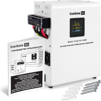 Стабилизатор напряжения ExeGate Master AV-10000 10000ВА, 140-260В, цветной дисплей, 220В-8%, КПД 98%, 5 уровней защиты, задержка, усиленный металлический корпус 291743