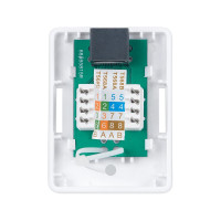Компьютерная розетка Cabeus RJ-45(8P8C), категория 6, одинарная, внешняя, Dual IDC WS-8P8C-Cat.6-1