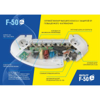 Сетевой фильтр VEKTOR f-50е светло-серый 3м + защита от 380 v 15789