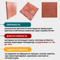 Тротуарная плитка NeoКомпозит ппк стандарт "10 кирпичей" 330x330x20 мм, терракотовый, комплект 9 шт. ПТС(Т)-20 10КТ9
