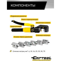 Пресс для обжима клемм Car-tool гидравлический, ручной 70 мм², 4,5 т CT-4570