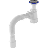 Сифон для умывальника Aquant 1 1/2"х40 с удлинённой горловиной с мет.реш. с г.т. 40x40/50 S0515-35-MR