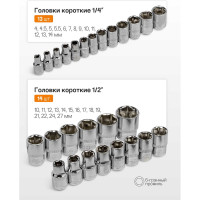 Набор инструментов ISMA 216 предметов 1/4", 1/2" 6 гр ISMA-38841DS(56482)