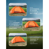 Трекинговая двухместная палатка ISMA 190x90x90см ISMA-CL-S10-2P(56454)