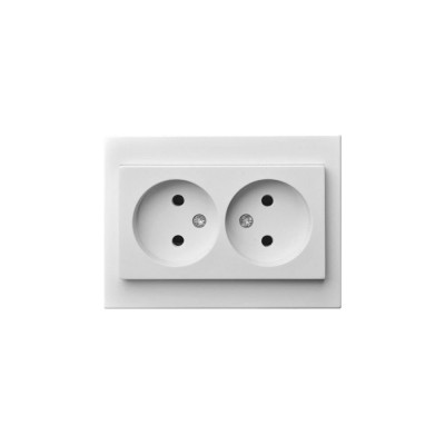 Двойная розетка без заземления LIREGUS Эпсилон IKL 16-109/409 E/B белая 28-020