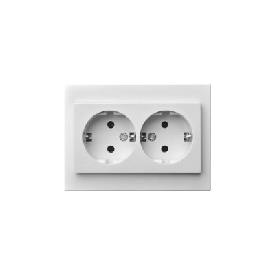 Розетка LIREGUS с заземлением двойная Эпсилон IKL 16-005/405 E/B белая без рамки 28-021