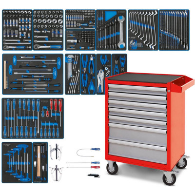 Набор инструментов KING TONY "BOARD" в красной тележке, 325 предметов 934-325AMR