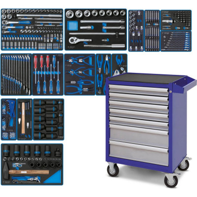 Набор инструментов KING TONY "ACTION" в синей тележке, 327 предметов 934-327AMB