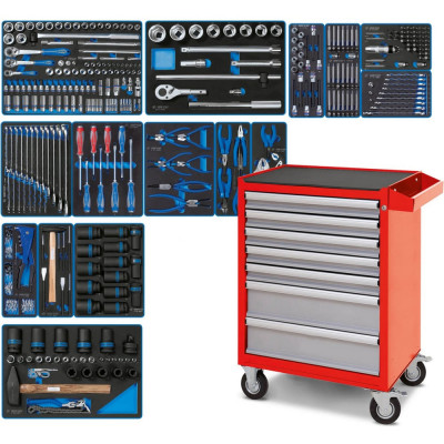 Набор инструментов KING TONY "ACTION" в красной тележке, 327 предметов 934-327AMR