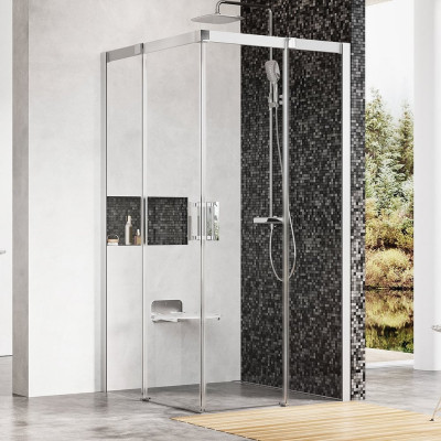 Душевой уголок с угловым входом Ravak Matrix MSRV4-90/90 профиль сатин, прозрачное стекло 1WV77U00Z1