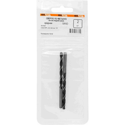 Сверло по металлу среднее SAND (2 шт; 4.2х75х43 мм; DIN 338) NOVOCRAFT B338042G2