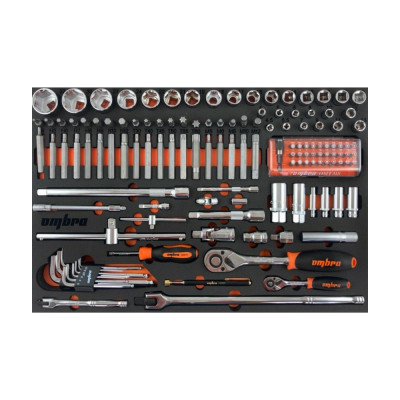 Набор головок с аксессуарами и битами Ombra OMT131STE в EVA ложементе 560х375 мм, 131 предмет 56127