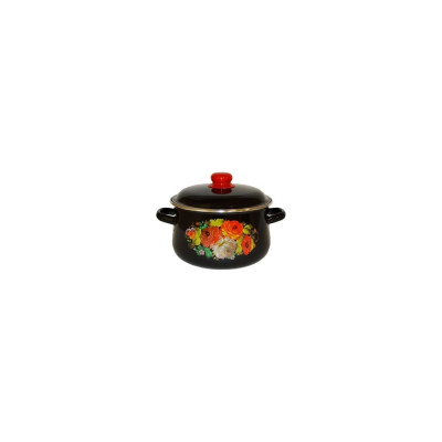 Эмалированная кастрюля СТАЛЬЭМАЛЬ коническая, 4.0 л, черный, жостово ПС1194
