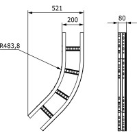 Лестничный угол DKC 45 градусов, 80x200, R660, горячий цинк ULC682HDZ