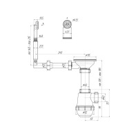 Сифон для мойки АНИ Пласт бутылочный, с жестким переливом, 3 1/2x40 нержавеющая сетка A0142 025-0397