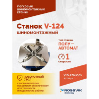 Шиномонтажный станок ROSSVIK REMAX V-124, до 24, 220 В, п/автомат ЕК000009082