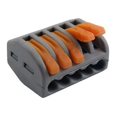 Клеммник RUICHI зажимная соединительная 5-контактная 222-415, 24 А, 250 В, PA66, упаковка 5 шт. 115410