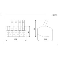 Клеммник RUICHI зажимная соединительная 5-контактная 222-415, 24 А, 250 В, PA66, упаковка 5 шт. 115410