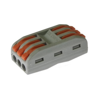 Клеммник RUICHI зажимная проходная PCT типа 6-контактная 3-проводная PCT-223, 24 А, PA66, упаковка 5 шт. 115412