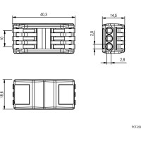 Клеммник RUICHI зажимная проходная PCT типа 6-контактная 3-проводная PCT-223, 24 А, PA66, упаковка 5 шт. 115412